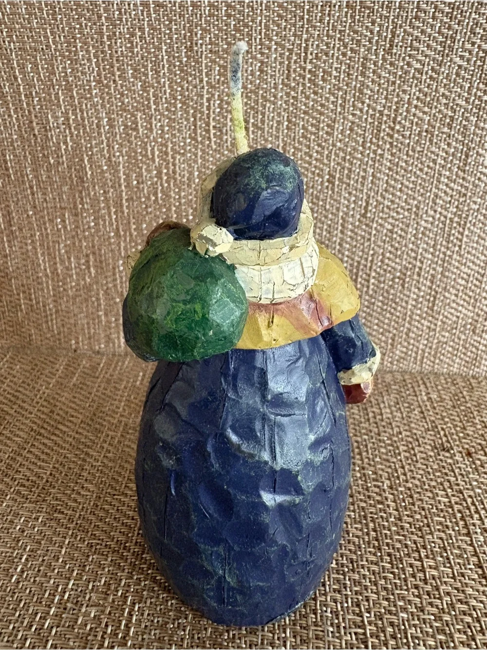 Vintage Santa Claus Single Wick Candle 4.5 Inches Tall Green Geometric Cute